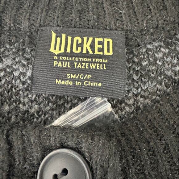 New Wicked Black Gray Zebra Stripe Button-Up Cardigan Sweater Small - Picture 4 of 6